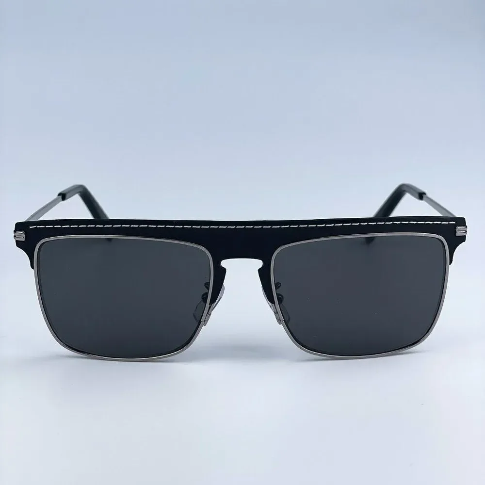 NEW Loewe LW40006U 20A Metal Black Leather Grey Aviator Unisex Sunglasses